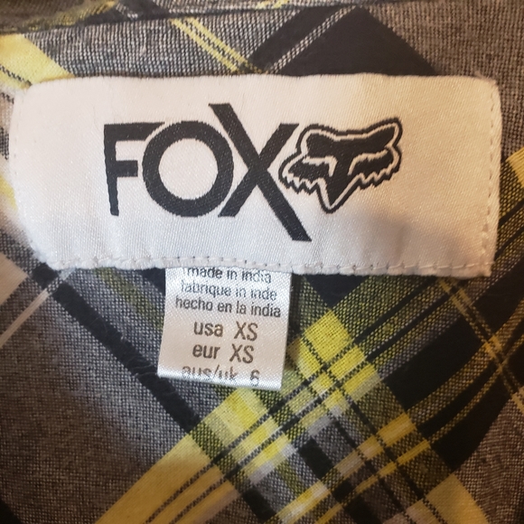 FOX Racing Ladies Button Front Plaid Shirt. Pocket Bling. Size XS - Picture 8 of 8
